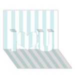 Vertical Stripes - White and Light Cyan I Love You 3D Greeting Card (7x5)