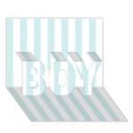 Vertical Stripes - White and Light Cyan BOY 3D Greeting Card (7x5)