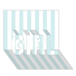 Vertical Stripes - White and Light Cyan GIRL 3D Greeting Card (7x5)