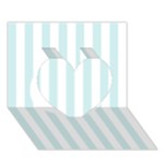 Vertical Stripes - White and Light Cyan Heart 3D Greeting Card (7x5)