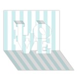 Vertical Stripes - White and Light Cyan LOVE 3D Greeting Card (7x5)