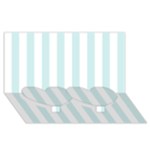 Vertical Stripes - White and Light Cyan Twin Heart Bottom 3D Greeting Card (8x4)