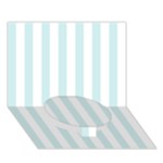 Vertical Stripes - White and Light Cyan Circle Bottom 3D Greeting Card (7x5)
