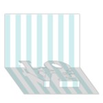 Vertical Stripes - White and Light Cyan LOVE Bottom 3D Greeting Card (7x5)