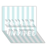 Vertical Stripes - White and Light Cyan YOU ARE INVITED 3D Greeting Card (7x5)