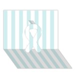 Vertical Stripes - White and Light Cyan Ribbon 3D Greeting Card (7x5)