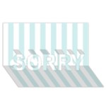 Vertical Stripes - White and Light Cyan SORRY 3D Greeting Card (8x4)