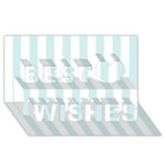 Vertical Stripes - White and Light Cyan Best Wish 3D Greeting Card (8x4)