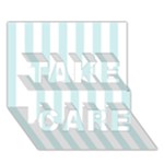 Vertical Stripes - White and Light Cyan TAKE CARE 3D Greeting Card (7x5)