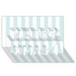 Vertical Stripes - White and Light Cyan Merry Xmas 3D Greeting Card (8x4)