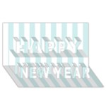 Vertical Stripes - White and Light Cyan Happy New Year 3D Greeting Card (8x4)