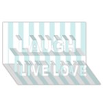 Vertical Stripes - White and Light Cyan Laugh Live Love 3D Greeting Card (8x4)