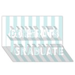 Vertical Stripes - White and Light Cyan Congrats Graduate 3D Greeting Card (8x4)