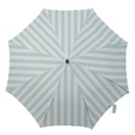 Vertical Stripes - White and Light Cyan Hook Handle Umbrella (Medium)