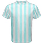 Vertical Stripes - White and Celeste Cyan Men s Cotton Tee