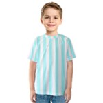 Vertical Stripes - White and Celeste Cyan Kid s Sport Mesh Tee
