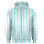 Vertical Stripes - White and Celeste Cyan Men s Zipper Hoodie