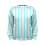 Vertical Stripes - White and Celeste Cyan Women s Sweatshirt