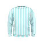 Vertical Stripes - White and Celeste Cyan Kid s Sweatshirt