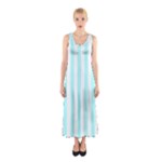 Vertical Stripes - White and Celeste Cyan Full Print Maxi Dress