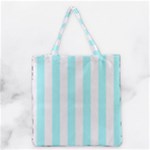 Vertical Stripes - White and Celeste Cyan Grocery Tote Bag