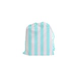 Vertical Stripes - White and Celeste Cyan Drawstring Pouch (XS)