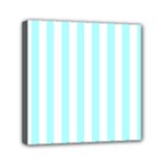 Vertical Stripes - White and Celeste Cyan Mini Canvas 6  x 6  (Stretched)