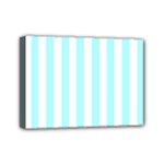 Vertical Stripes - White and Celeste Cyan Mini Canvas 7  x 5  (Stretched)