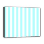 Vertical Stripes - White and Celeste Cyan Canvas 14  x 11  (Stretched)
