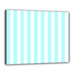 Vertical Stripes - White and Celeste Cyan Canvas 20  x 16  (Stretched)