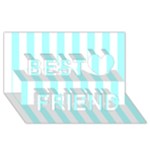 Vertical Stripes - White and Celeste Cyan Best Friends 3D Greeting Card (8x4)