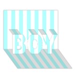 Vertical Stripes - White and Celeste Cyan BOY 3D Greeting Card (7x5)