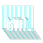 Vertical Stripes - White and Celeste Cyan GIRL 3D Greeting Card (7x5)