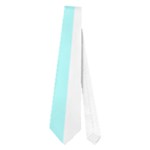 Vertical Stripes - White and Celeste Cyan Necktie (One Side)