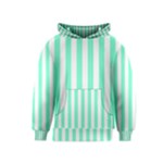 Vertical Stripes - White and Aquamarine Kid s Pullover Hoodie