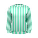 Vertical Stripes - White and Aquamarine Women s Sweatshirt