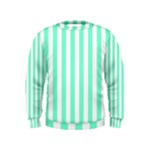Vertical Stripes - White and Aquamarine Kid s Sweatshirt