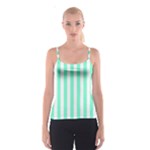 Vertical Stripes - White and Aquamarine Spaghetti Strap Top