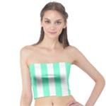 Vertical Stripes - White and Aquamarine Tube Top