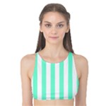 Vertical Stripes - White and Aquamarine Tank Bikini Top