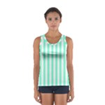 Vertical Stripes - White and Aquamarine Women s Sport Tank Top