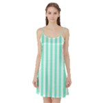 Vertical Stripes - White and Aquamarine Satin Night Slip