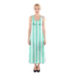 Vertical Stripes - White and Aquamarine Full Print Maxi Dress