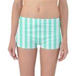 Vertical Stripes - White and Aquamarine Reversible Boyleg Bikini Bottoms