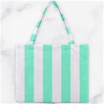 Vertical Stripes - White and Aquamarine Mini Tote Bag