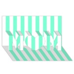 Vertical Stripes - White and Aquamarine MOM 3D Greeting Card (8x4)