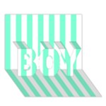 Vertical Stripes - White and Aquamarine BOY 3D Greeting Card (7x5)