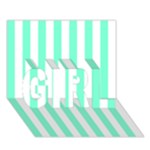 Vertical Stripes - White and Aquamarine GIRL 3D Greeting Card (7x5)