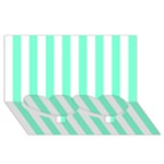 Vertical Stripes - White and Aquamarine Twin Heart Bottom 3D Greeting Card (8x4)