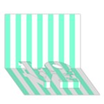 Vertical Stripes - White and Aquamarine LOVE Bottom 3D Greeting Card (7x5)